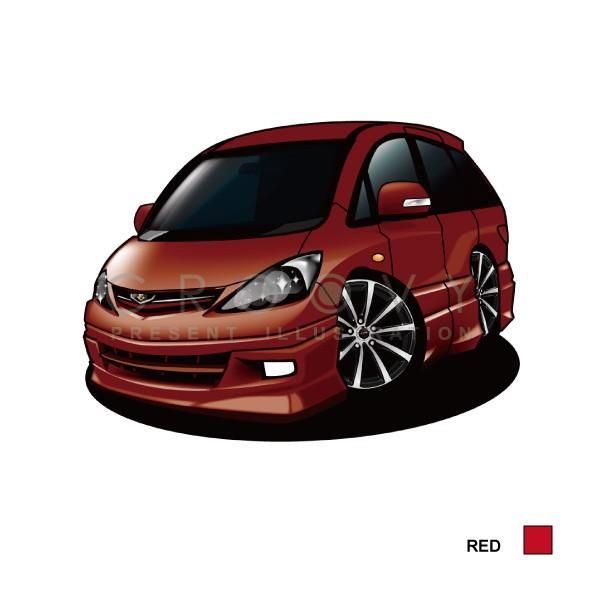 車好き プレゼント トヨタ エスティマ ACR30W 車 イラスト A4版 