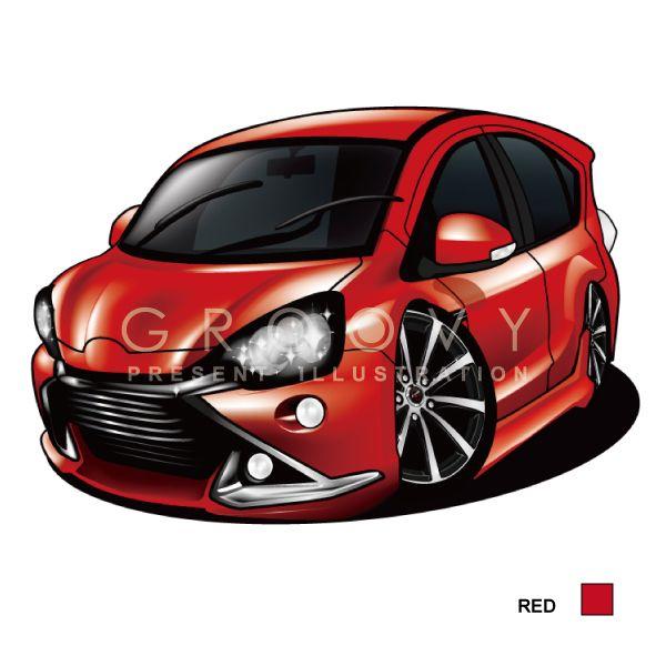 車好き プレゼント トヨタ アクア ジーズ 車 イラスト 2L版 グルービー