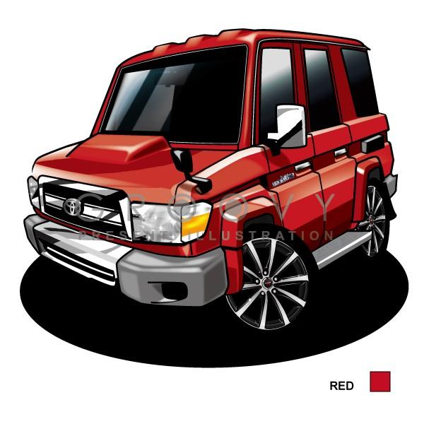 車好き プレゼント トヨタ ランドクルーザー 70 車 イラスト 2L