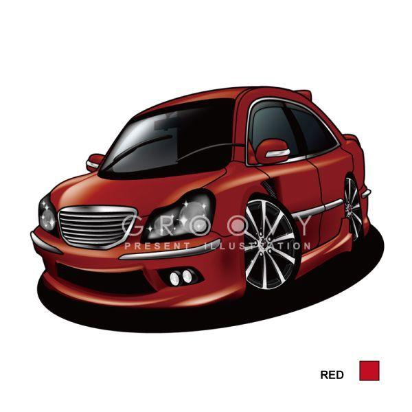 車好き プレゼント トヨタ マジェスタ 18 車 イラスト A4版 グルービー