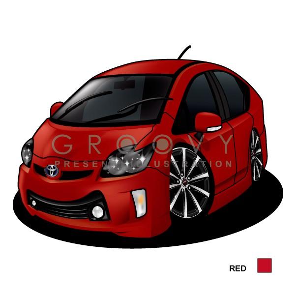 車好き プレゼント トヨタ プリウス ZVW30後期 車 イラスト A4版
