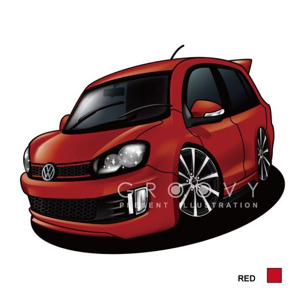 車好き プレゼント フォルクス ワーゲン ゴルフ GOLF GTI 車 イラスト