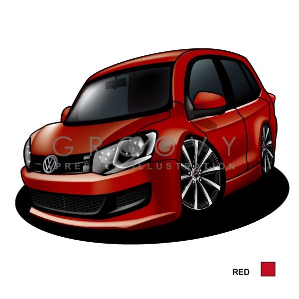 車好き プレゼント フォルクス ワーゲン ポロ POLO 6R型 車 イラスト 