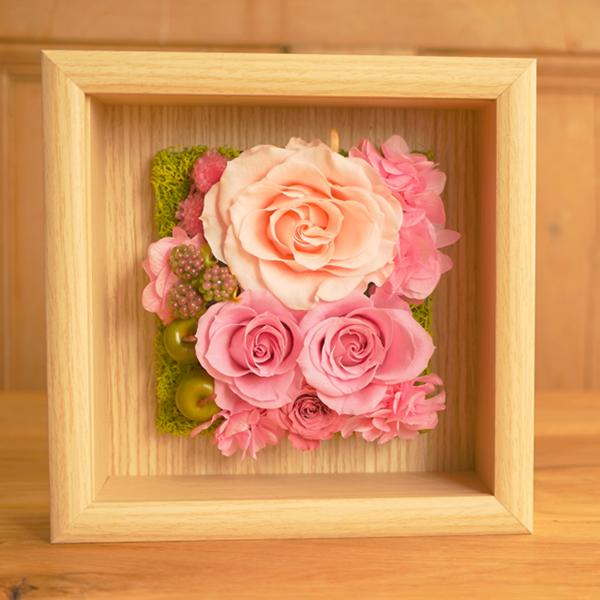 ゴールドの額装とバラのブリザードフラワー 金色のバラ プリザーブドフラワー｜ゴールドローズ｜｜大輪のバラ ギフト