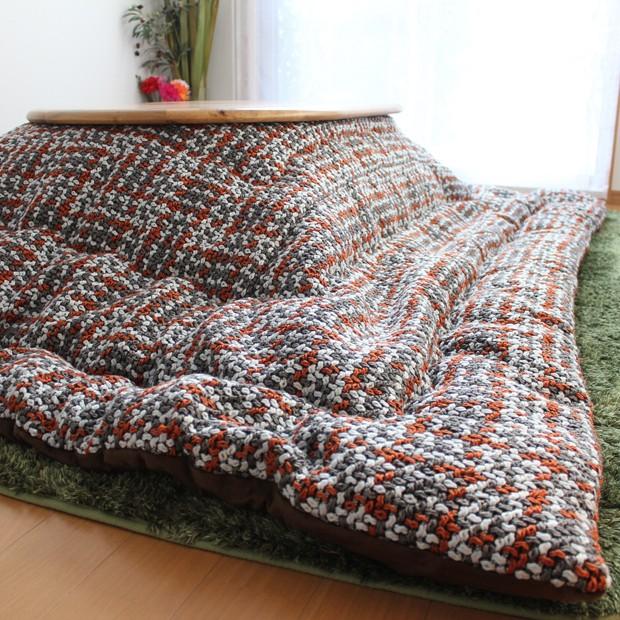 こたつ布団 長方形 こたつ掛け布団単品 200×250cm オレンジ チェック柄 マイクロファイバー裏地