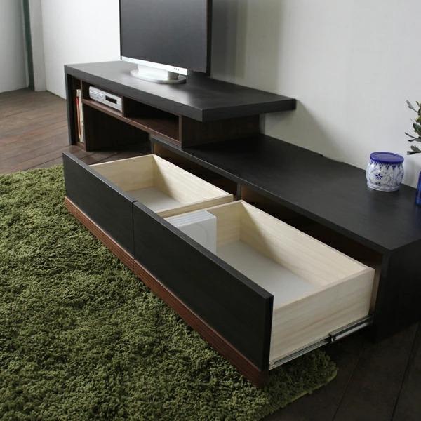 テレビ台 スライド ウォルナット スライド テレビ台 テレビボード 伸縮 140〜230cm ブラック 木目