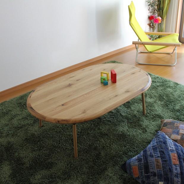 120×75 楕円型こたつナチュラルウッドテーブルローテーブル