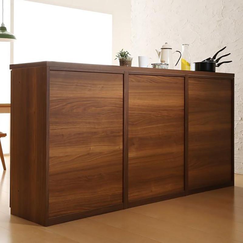 Cタイプ レンジ台＋レンジ台＋両扉食器棚 180cm幅 WAK ウォーナット