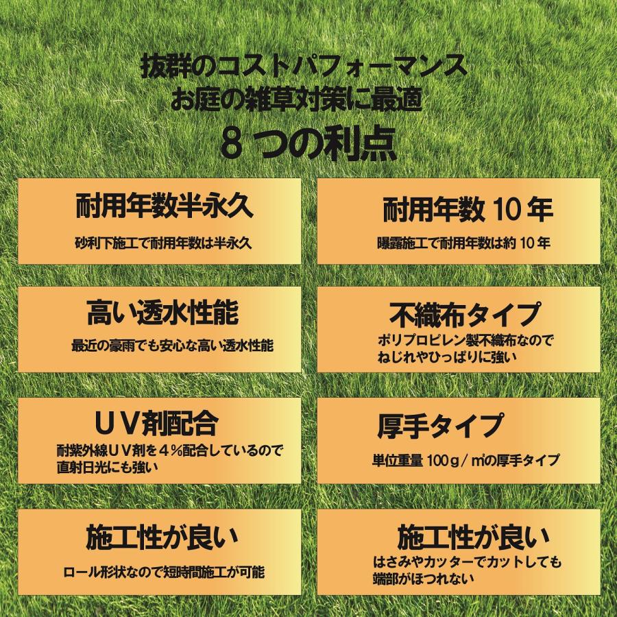 GROVE 防草シート 2m x 50m プロ仕様100g/m2 高耐久性不織布 厚手