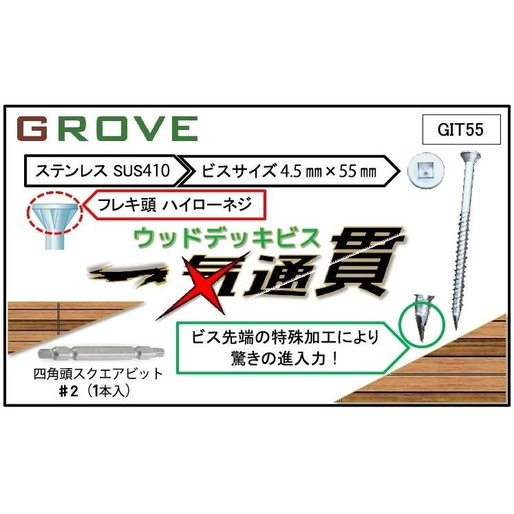 一気通貫 ステンレスウッドデッキビス　徳用箱　4.5×55mm　ステン色　1箱約250本入×10箱　GIT5510