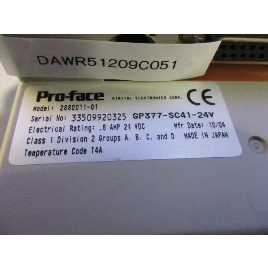 中古 PRO-FACE プログラマブル表示器 2880011-01 GP377-SC41-24V 通電OK (DAWR51209C051 ...