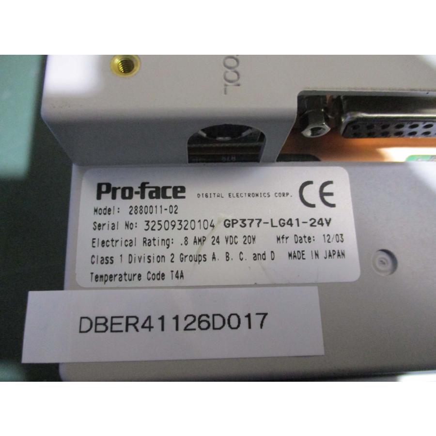 中古PRO-FACE プログラマブル表示器 2880011-02 GP377-LG41-24V 中古PRO-FACE プログラマブル表示器 2880011-02 GP377-LG41-24V