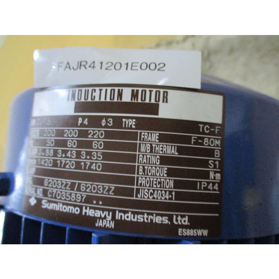 中古 SUMITOMO 3相200V 0.75kW 4P TC-F インダクション ギヤモーター 