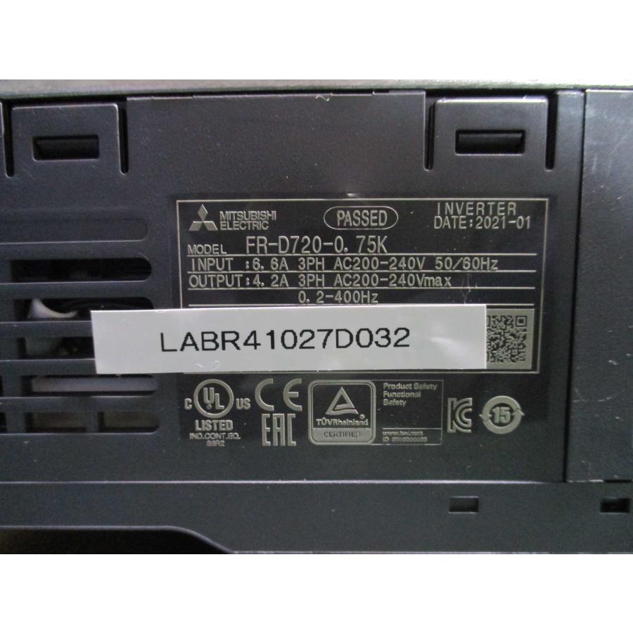 中古 MITSUBISHI FR-D720-0.75K 200V インバータ(LABR41027D032