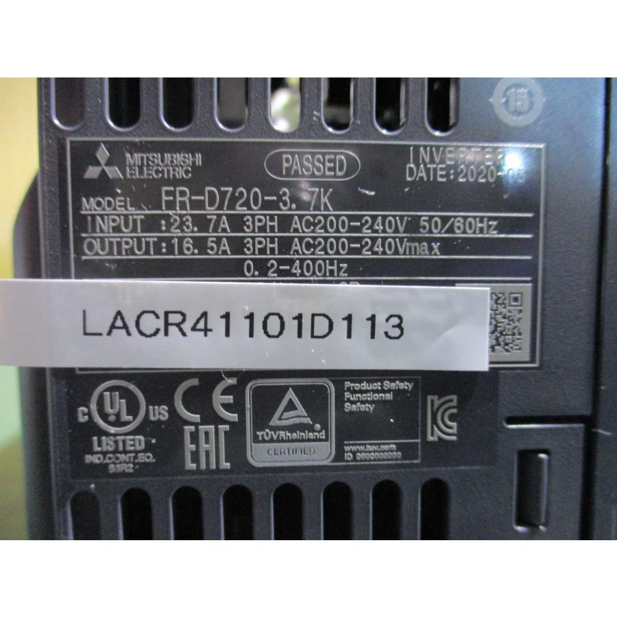 中古 MITSUBISHI FR-D720-3.7K 200V インバーター(LACR41101D113 中古 MITSUBISHI FR-D720-3.7K 200V インバーター(LACR41101D113