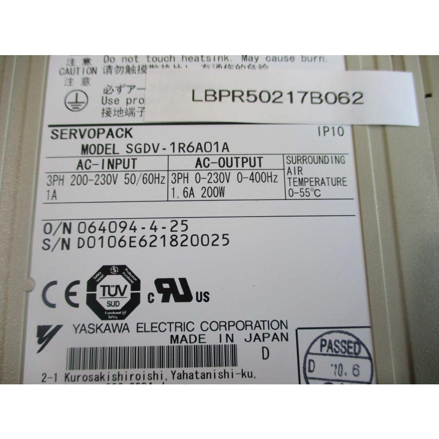中古 YASKAWA SERVOPACK SGDV-1R6A01A サーボパック(LBPR50217B062) : growdetrading ...