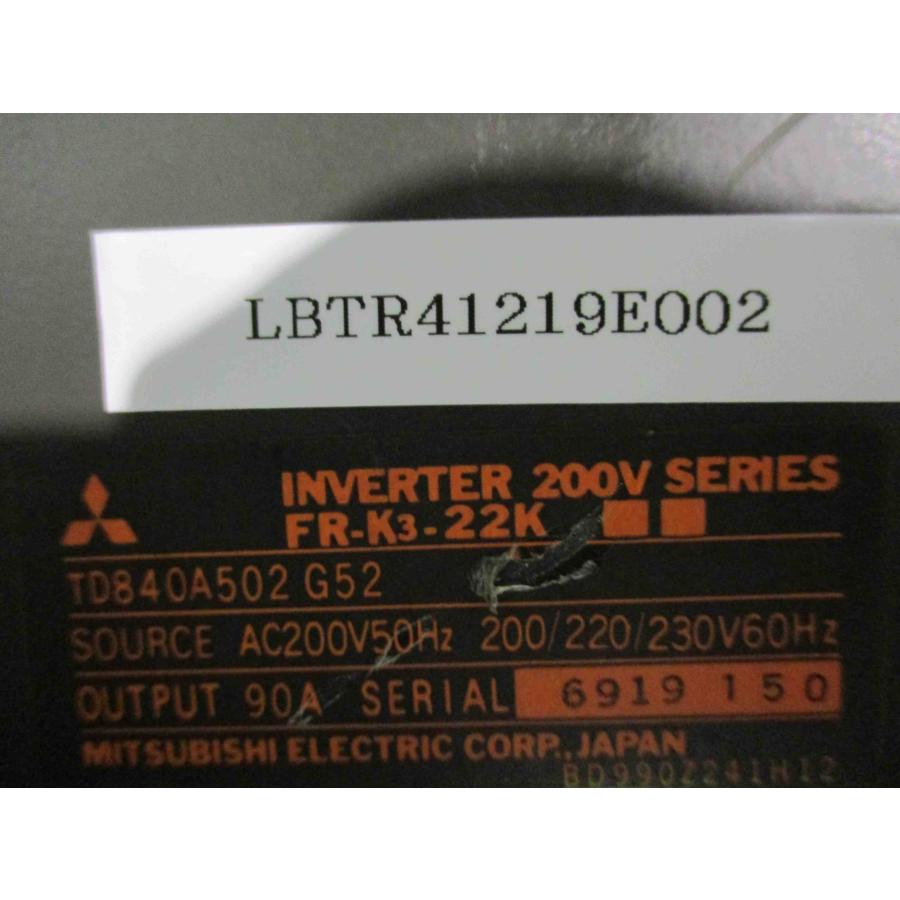 中古 三菱 Freqrol K3 FR-K3-22K TD840A502 G52 インバーター200V