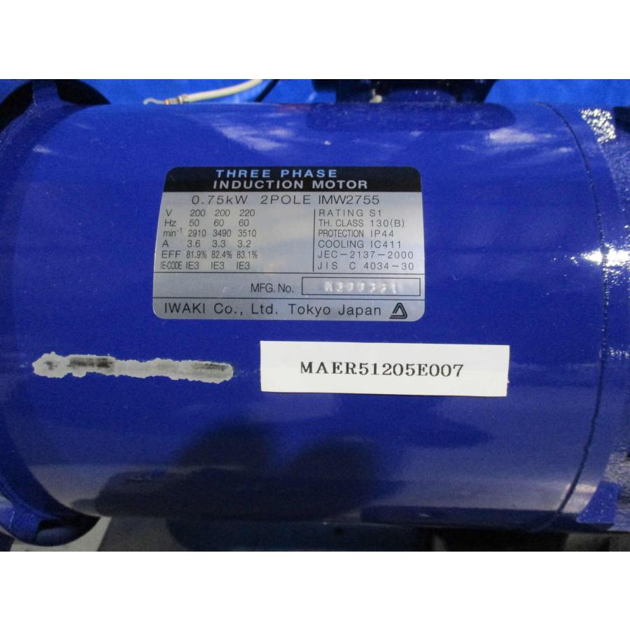 中古 IWAKI THREE PHASE INDUCTION MOTOR 2POLE IMW2755/MAGNET