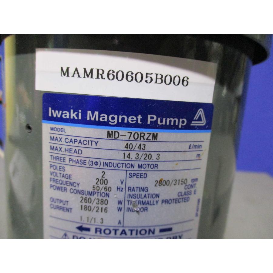 【未使用品に近い】 イワキ マグネットポンプ MD-70RZVM 中古 IWAKI MAGNET PUMP MD-70RZM マグネットポンプ(MAMR60605B006
