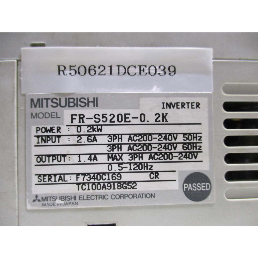 中古 MITSUBISHI FR-S520E-0.2K インバータ FREQROL-S500シリーズ 0.2