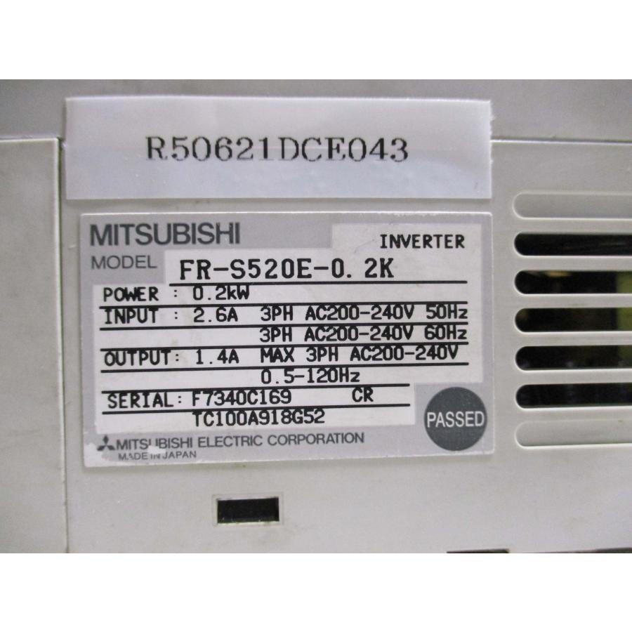 中古 MITSUBISHI FR-S520E-0.2K インバータ FREQROL-S500シリーズ 0.2