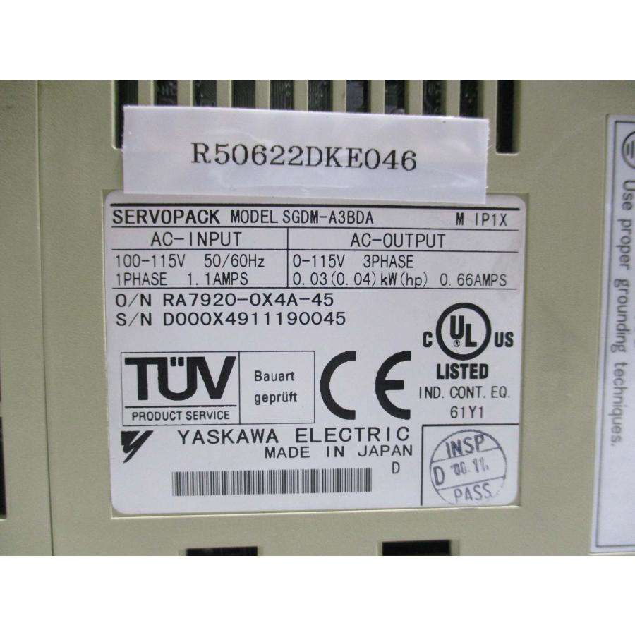 中古 YASKAWA SERV0PACK SGDM-A3BDA サーボパック(R50622DKE046