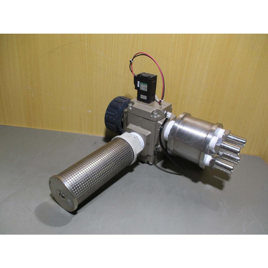 中古 SMC 40dB（A）高消音サイレンサ ANA1シリーズ ANA1-20 /CKD VALVE エアオペレート式3ポート弁 NVP11 ...