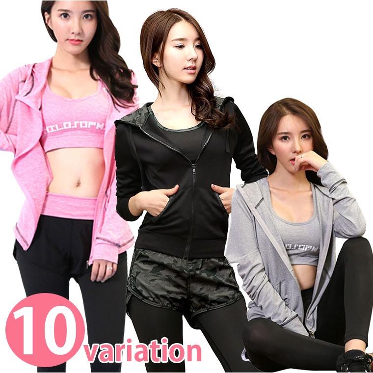 スポーツウェア レディース 3点セット パーカー ブラ ショートパンツ 一体型 レギンス ホット フィットネス ジム ランニング ウェア 体型カバー Spw04 シーグロウ 通販 Yahoo ショッピング