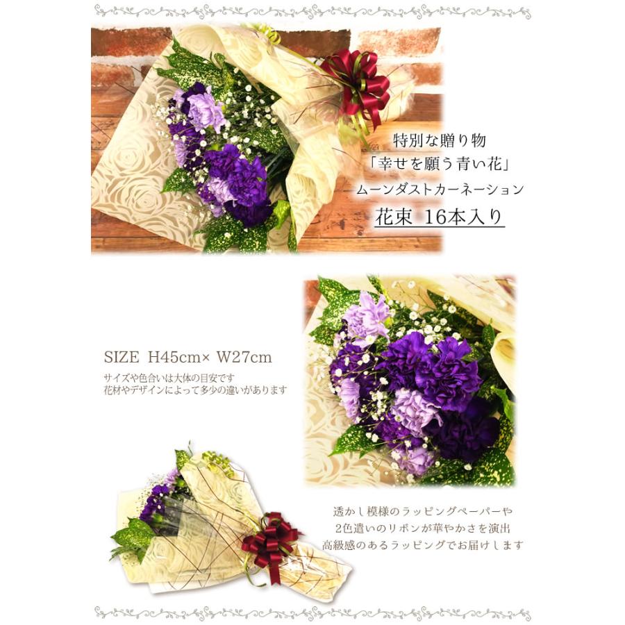 花 誕生日 ギフト プレゼント 青いカーネーション ブーケ ムーンダスト