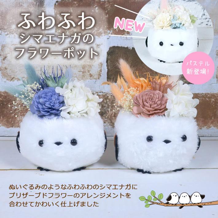 花 プリザーブドフラワー  シマエナガのフラワーポット 誕生日 プレゼント お祝い 記念日 入園 入学 卒園 卒業 結婚記念日 結婚祝い 出産祝い（Yahoo!・pansyflowers）