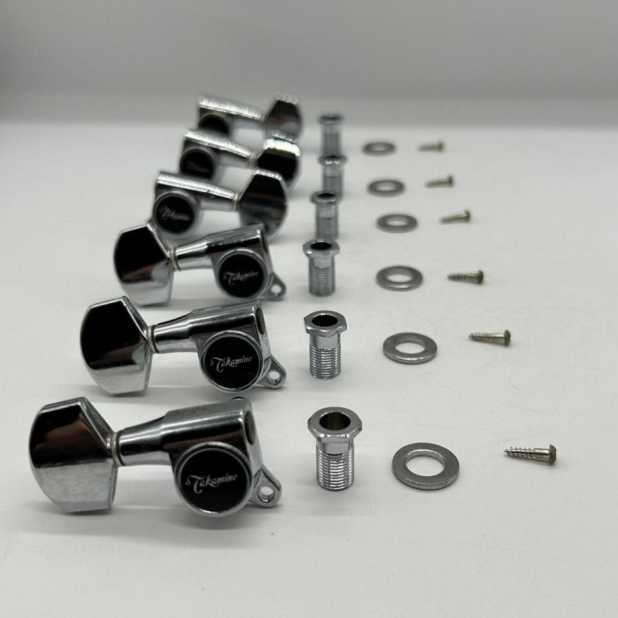 Takamine タカミネ 純正ペグ ギター用 ほぼ新品 GOTOH ゴトー Takamine ギター用 クローム タカミネ 片側3連ペグ ロトマチックペグ