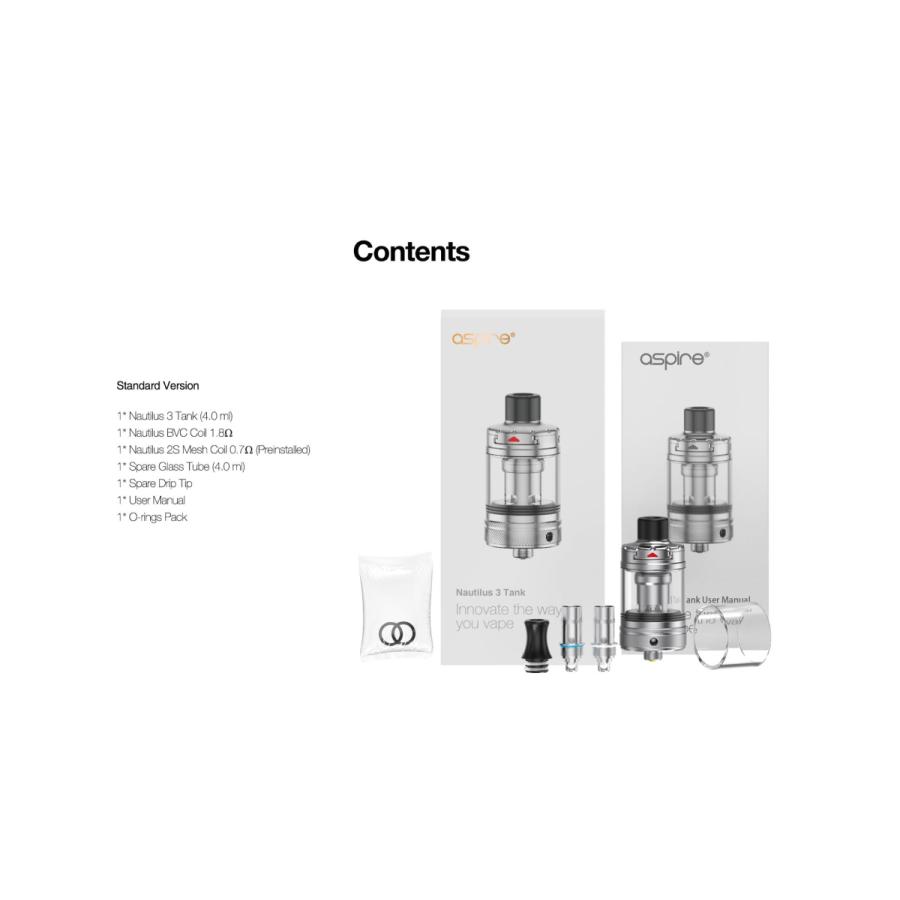 Aspire Nautilus 3 4ml アトマイザー クリアロマイザー アスパイヤ ノーチラス mtl 電子たばこ 電子タバコ ベイプ vape｜grvv｜07