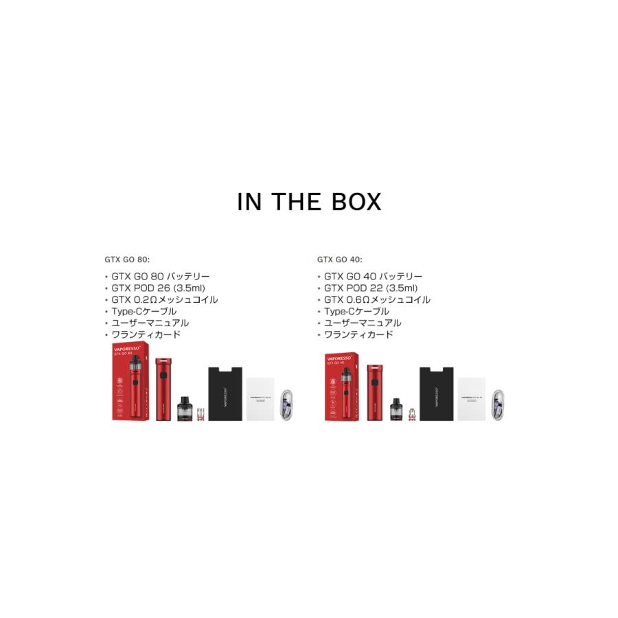 Vaporesso GTX GO 40 Kit ポッド スターターキット 3.5ml Vaporesso GTX GO 40 Kit ポッド スターターキット 3.5ml