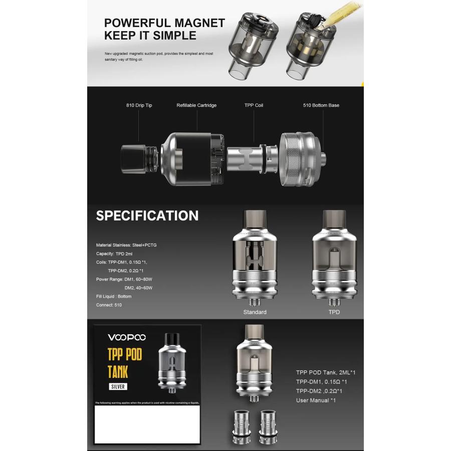 VOOPOO TPP POD Tank 2ml 510規格 アトマイザー イーリーフ ポッド タンク ijust3 istick t80 power Kit 電子タバコ ベイプ 本体 リキッド 超爆煙 禁煙 dl dtl |  | 08