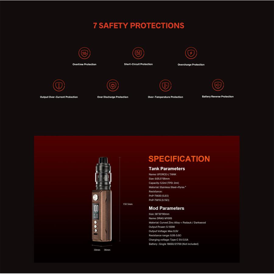 VOOPOO DRAG M100S Kit with Uforce-L Tank スターターキット