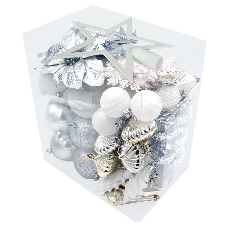 クリスマス オーナメント 62p Luxury クリスマスツリー オーナメントセット ボール フィニアル 樅 シルバー ホワイト シャンパンゴールド Groovy 通販 Yahoo ショッピング
