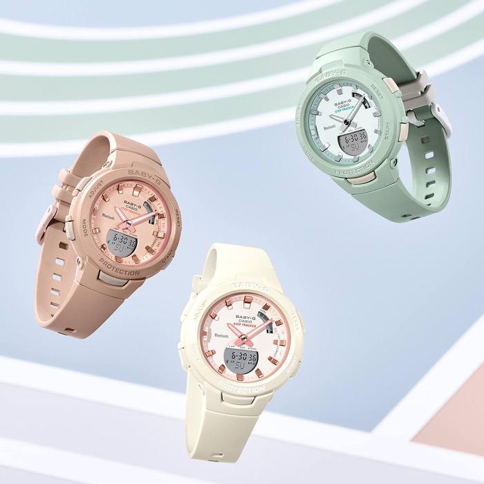 並行輸入品 10年保証 CASIO BABY-G カシオ ベビーG BSA-B100CS-4A 腕時計 時計 ブランド レディース 女の子 アナデジ ブルートゥース 歩数計 日付 防水 ピンク｜gryps｜05