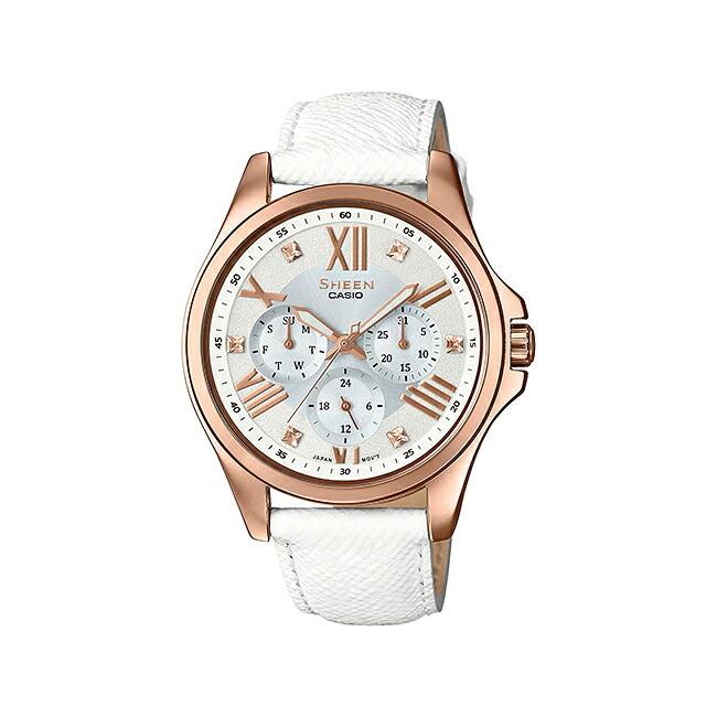 10年保証 日本未発売 Casio Sheen カシオ シーン She 3806gl 7a 腕時計 レディース アナログ ピンクゴールド ホワイト 白 スワロフスキー レザー She3806gl 7a Gryps 通販 Yahoo ショッピング