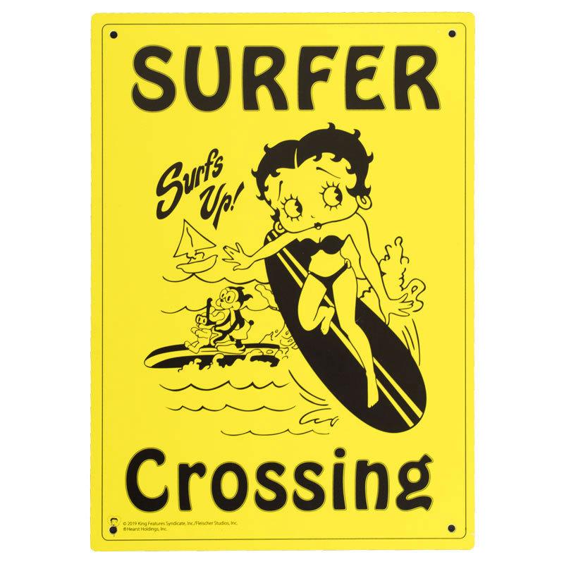 ベティちゃん サインボード サーファーが渡ります Xing 標識サイン BETTY BOOP SURFER Crossing｜gs-cart｜02