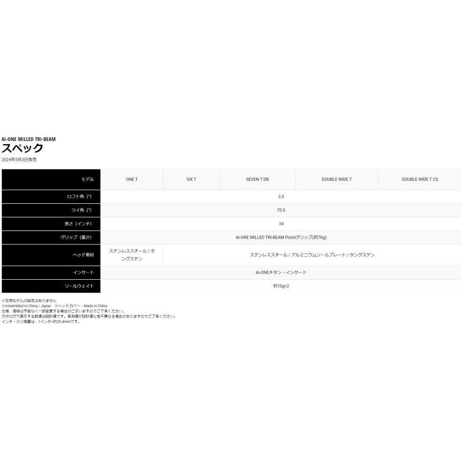 AiーONE 【P10倍】ODYSSEY AI-ONE MILLED TRI-BEAM DOUBLE WIDE T CS 