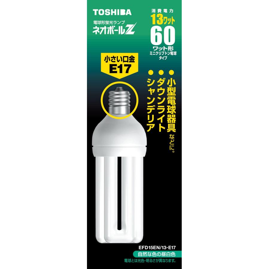 TOSHIBA ネオボールZ D形 60Wタイプ 口金直径17mm 昼白色 EFD15EN/13 