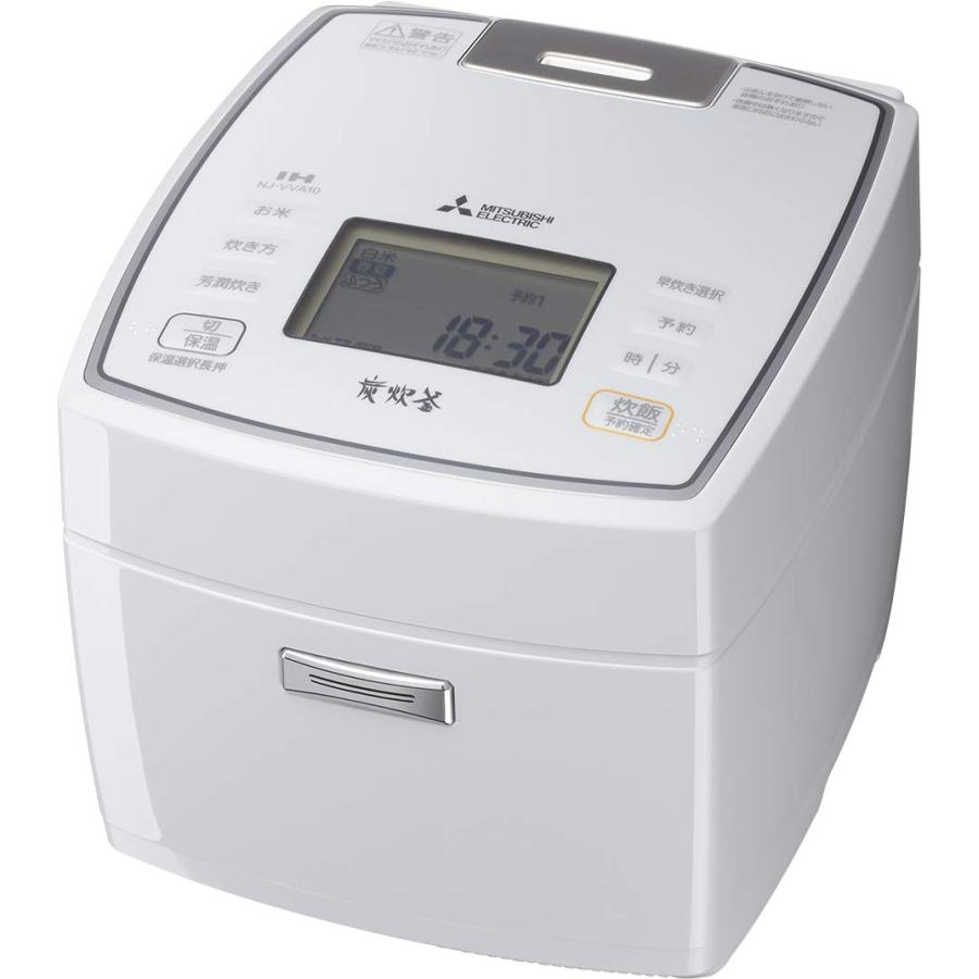 三菱電機 IH炊飯器 5.5合 日本製 備長炭 炭炊釜 ピュアホワイト NJ 