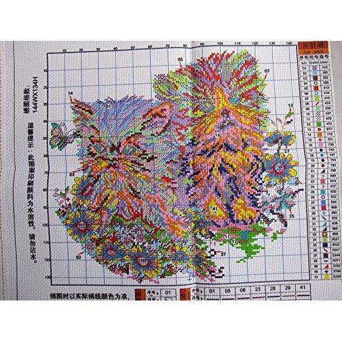 クロスステッチ刺繍キット 布地に図柄印刷　猫couple｜gs-shop｜02