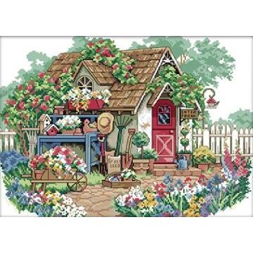 ししゅう糸 クロスステッチ刺繍キット 布地に図柄印刷 鮮花小屋｜gs-shop