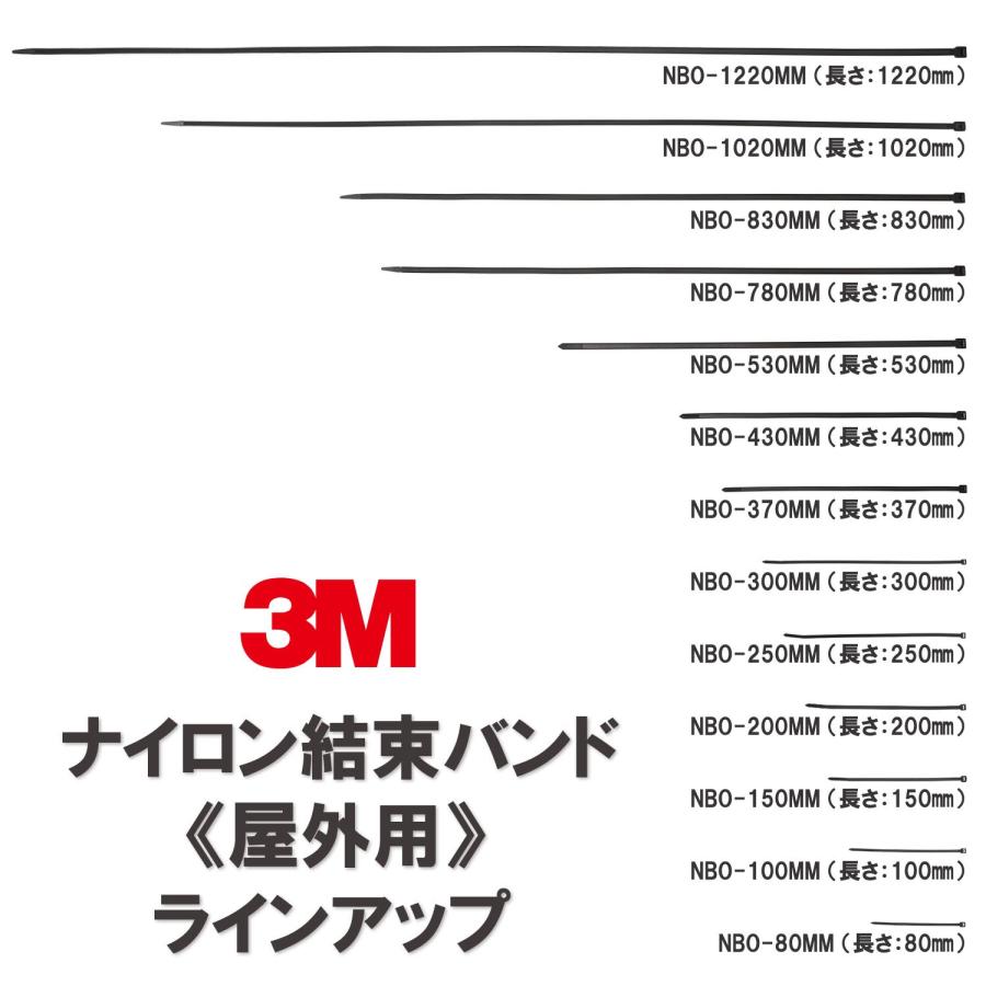 3M ナイロン結束バンド 屋外用 長さ370mm 100本 NBO-370MM｜gs-shopping｜02