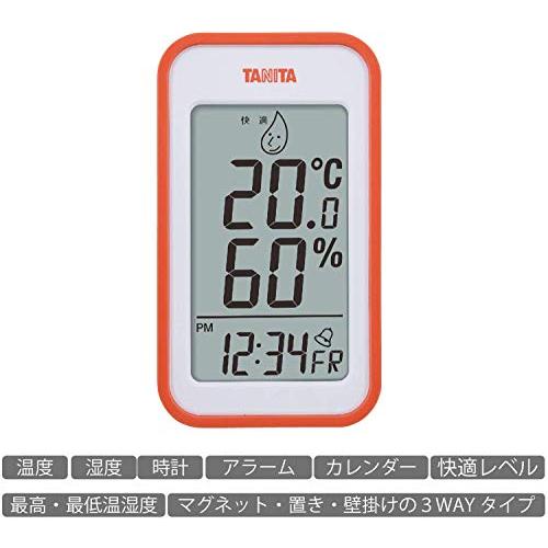 タニタ 温湿度計 時計 カレンダー アラーム 温度 湿度 デジタル 壁掛け 卓上 マグネット オレンジ TT-559 OR｜gs-shopping｜03