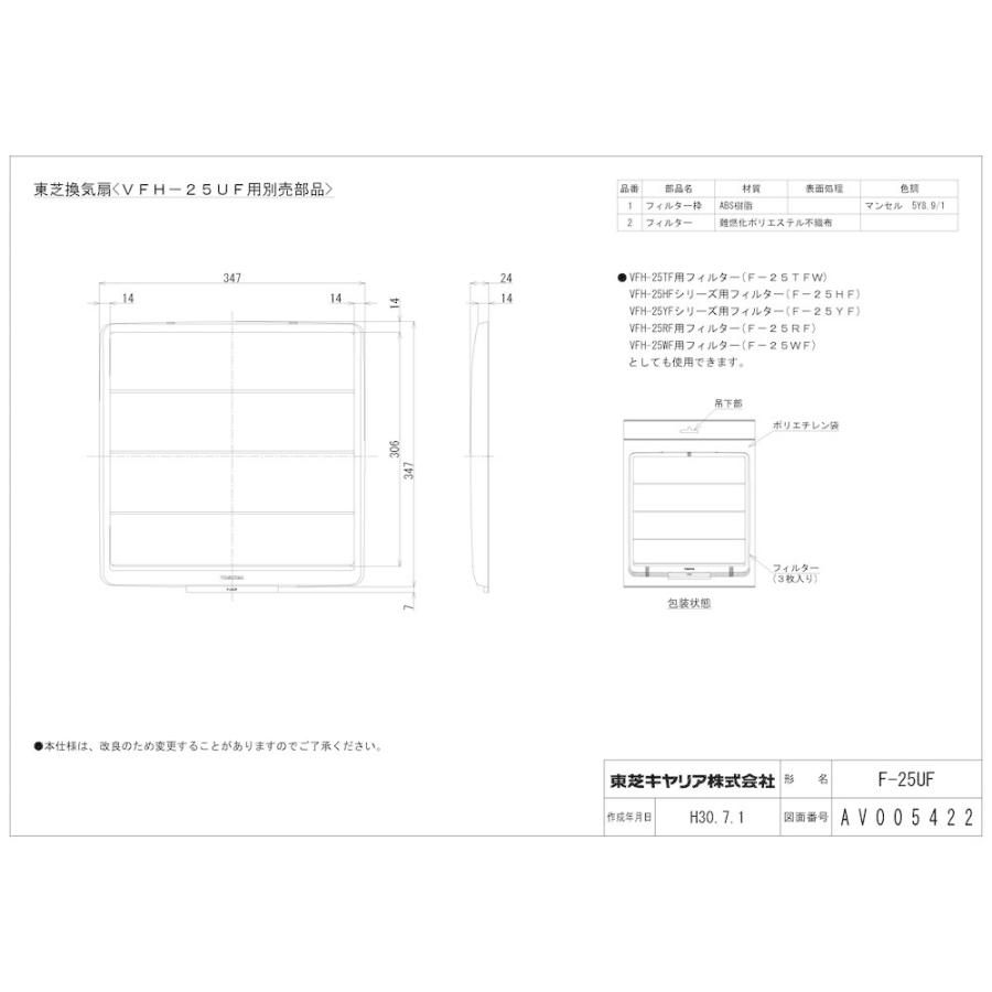 東芝ライテック(Toshiba Lightech) 換気扇フィルター F-25UF｜gs-shopping｜02