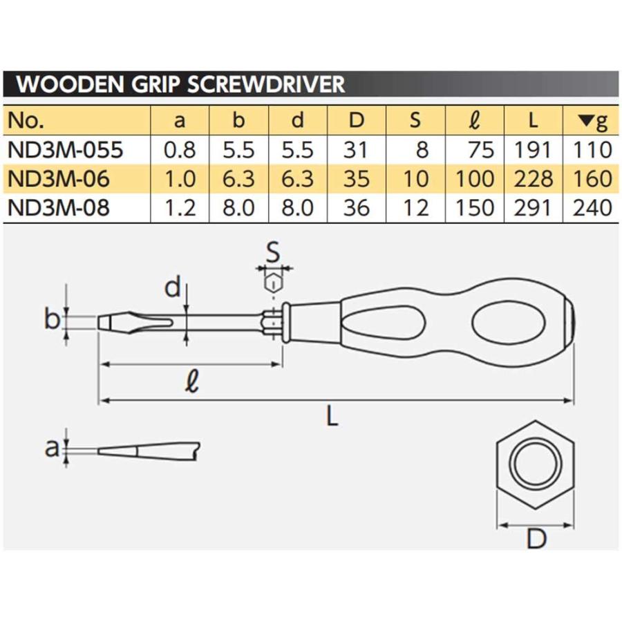 京都機械工具(KTC) ネプロス 木柄ドライバー ND3M-055｜gs-shopping｜02