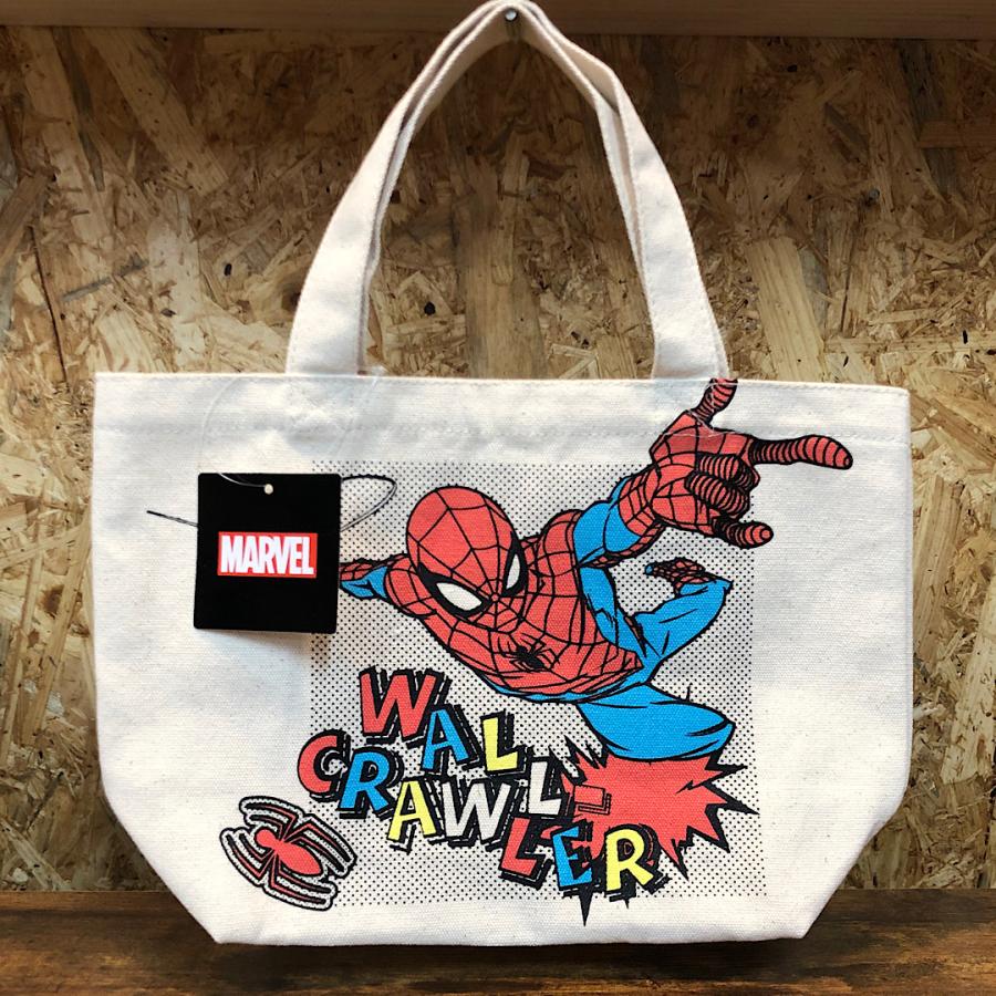 ミニトートバッグ スパイダーマン マーベル マチ付コットンバッグ