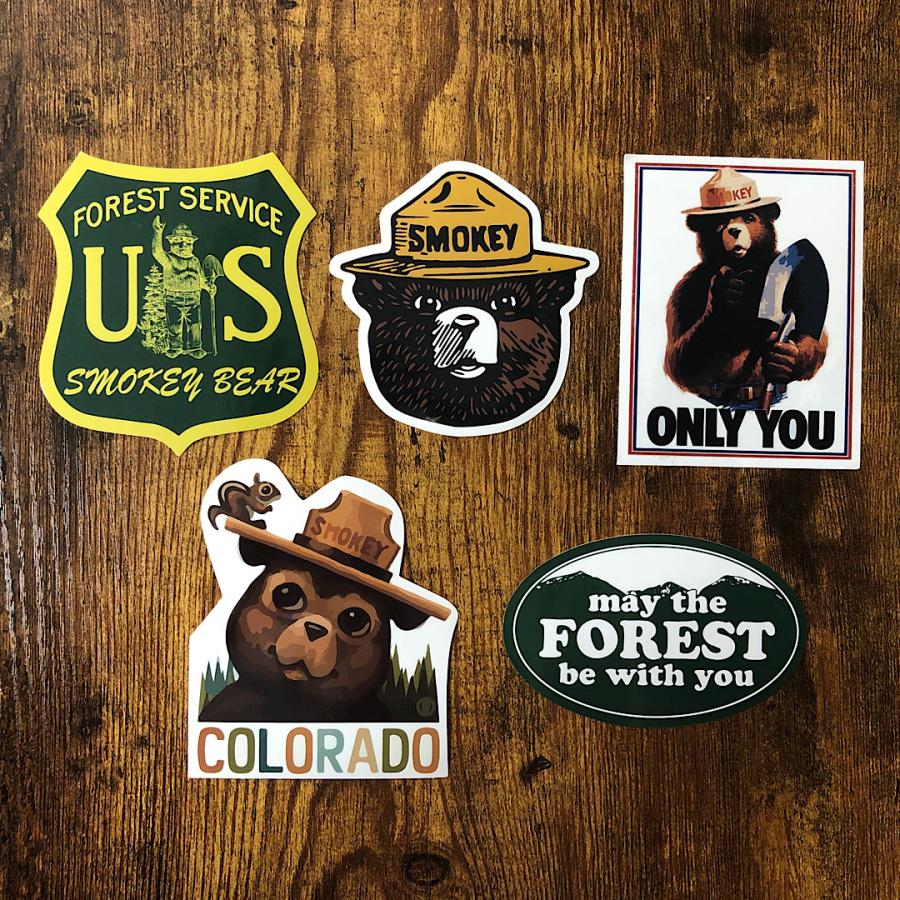 スモーキーベア SMOKEY BEAR ステッカー 5種セットA アメリカン スモーキーベア SMOKEY BEAR ステッカー 5種セットA アメリカン
